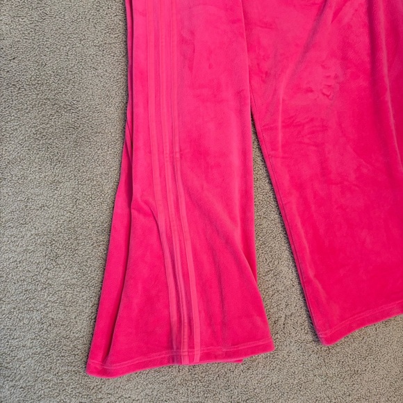 Adidas JEREMY SCOTT Track Pants Womens Large Velour Pink Flare Wide Leg Comfy - Picture 14 of 14
